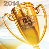Thumbnail of golden 2014 Multi-line Annual Leadership Awards trophy