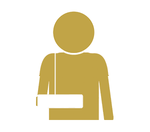 Person with cast on arm indicating disability